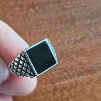 Anello argento 925 con pietra in onice nera