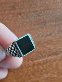 Anello argento 925 con pietra in onice nera