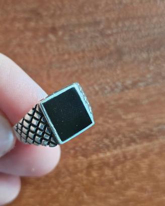 Anello argento 925 con pietra in onice nera