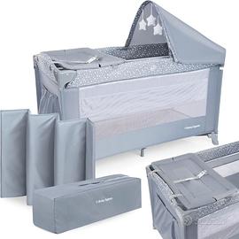 Lettino Viaggio Box Gioco 2 in 1 Grigio Portatile