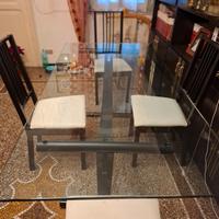 tavolo da pranzo con piano in cristallo + 6 sedie