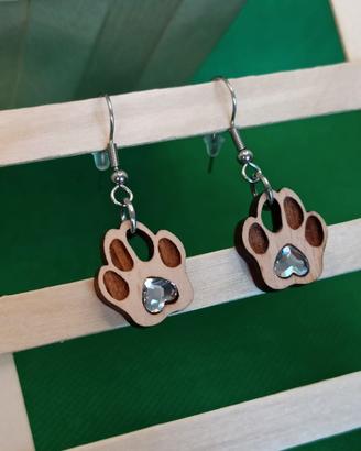 Orecchini IMPRONTA zampa in legno e Swarovski®