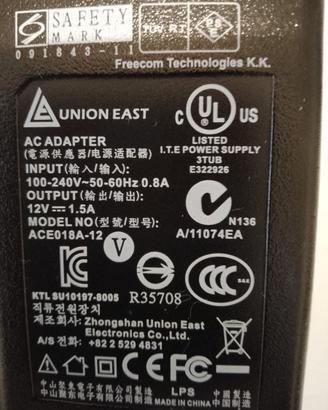 Power Adapter 12 V 1500 mA