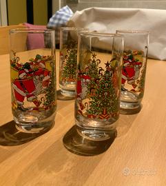 Set 4 bicchierini di vetro, decorazioni natale