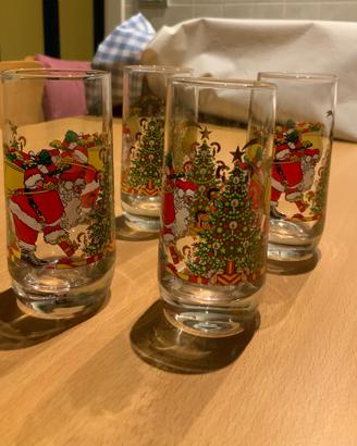 Set 4 bicchierini di vetro, decorazioni natale