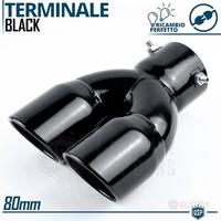 TERMINALE di Scarico Doppio ACCIAIO Inox Nero Ø 80