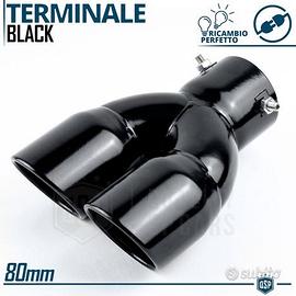 TERMINALE di Scarico Doppio ACCIAIO Inox Nero Ø 80