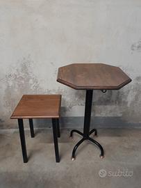 Sgabello + tavolino industrial in ferro e legno