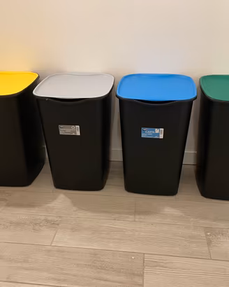 Set 4 Pattumiere Per La Raccolta Differenziata 50L