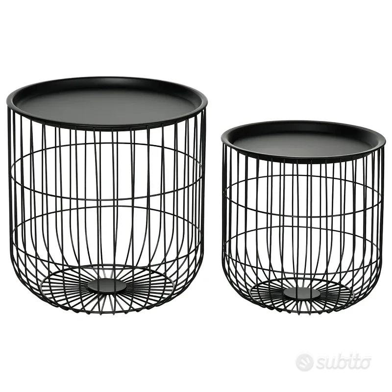 OHMG Set di 2 tavolini da salotto effetto marmo, tavolino da salotto, diametro 70+50 cm, grande tavolino rotondo, effetto marmo e struttura in acciaio dorato (nero+bianco-70 x 70 x 45 cm