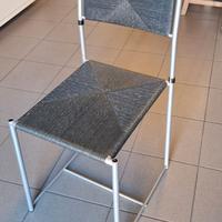 Set 6 sedie in alluminio e paglia intrecciata