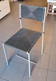 Set 6 sedie in alluminio e paglia intrecciata