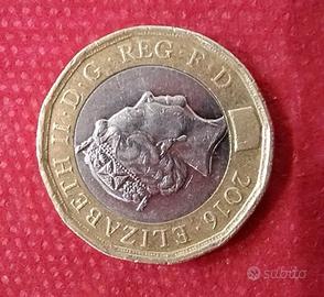 Moneta Rara One Pound sterlina Regina Elisabetta 2