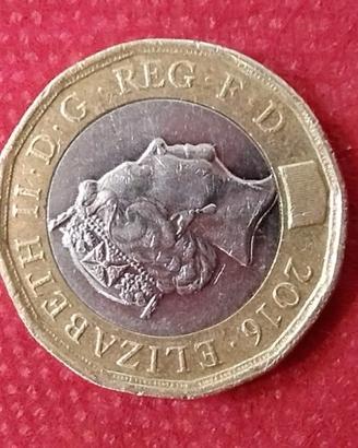 Moneta Rara One Pound sterlina Regina Elisabetta 2