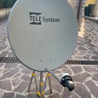 Parabola con supporto treppiede e TV