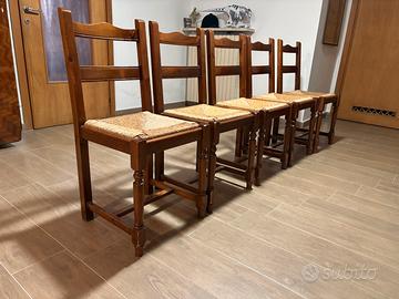 Sedie legno massello con seduta paglia