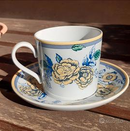 Tazza e piattino Spode in porcellana decorata 