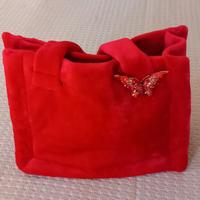 Borsa pelliccia ecologica rossa