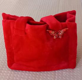 Borsa pelliccia ecologica rossa