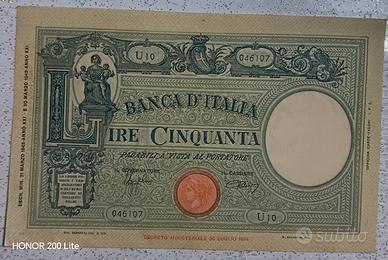 Banconote da 50 lire D.M. 30/07/1896 e 19/05/1926