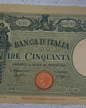 Banconote da 50 lire D.M. 30/07/1896 e 19/05/1926