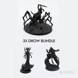 set 3x miniature drow per giochi di ruolo