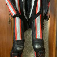 tuta da moto spyke nero-argento-rosso