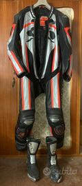 tuta da moto spyke nero-argento-rosso