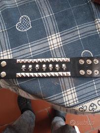 bracciale in pelle con borchie e tesc5