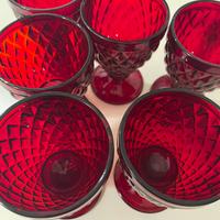 12 bicchieri vetro rosso calice basso
