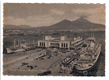 Cartolina Napoli Stazione Merittima e Vesuvio
