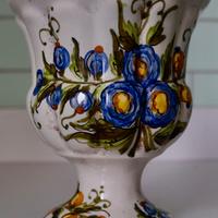 Vaso ceramica fiori gialli blu- Mancinelli Deruta