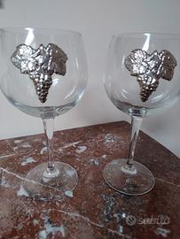 Calici e posacenere cristallo e argento 