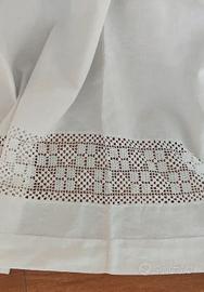 Antico Puro Lino Lenzuolo-Telo Bianco Merletto
