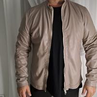 Giacca Vera Pelle Beige Uomo