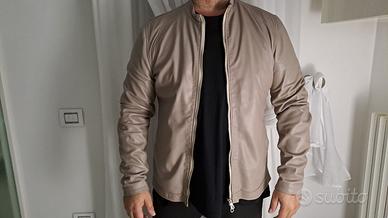 Giacca Vera Pelle Beige Uomo