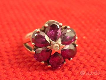 anello cocktail ring arg 925 firma NP ametiste