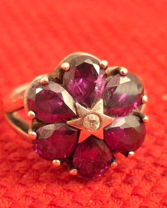 anello cocktail ring arg 925 firma NP ametiste