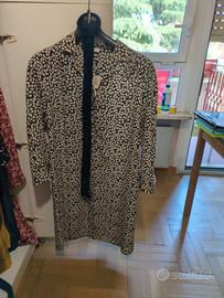 vestito misto seta, panna e nero