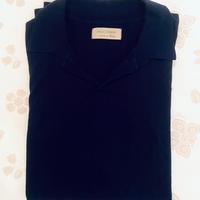 Falconeri polo blu scuro cotone traforata 52 XL