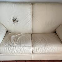 Divano beige 2 posti pelle vera