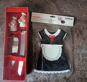 set coltelli da dolce e copribottiglia per natale