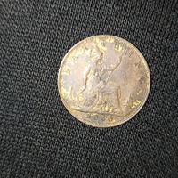 Moneta da 1 farthing inglese 1886 età vittoriana b