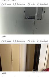 armadio a muro in alluminio e armadio in legno