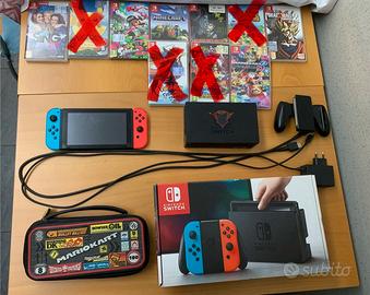 BUNDLE! Nintendo Switch + 6 Giochi + Case ufficial