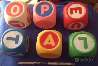 LEDRAPLASTIC CUBI GIOCO LETTERE VINTAGE 6 Cubi