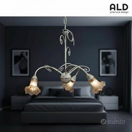 Lampadario shabby chic in ferro battuto 3 luci e14