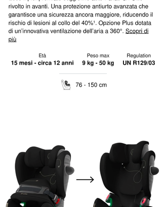 Seggiolino auto Cybex Isofix 1-15 anni