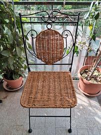 2 SEDIE PIEGHEVOLI IN FERRO BATTUTO E MIDOLLINO