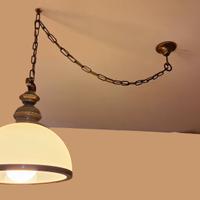 LAMPADARIO IN VETRO E OTTONE USATO